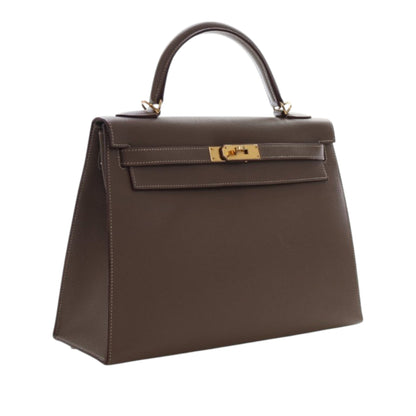 Hermès Kelly Sellier 32 Pelle Epsom Etoupe Hardware Oro 2015 – 32 cm - Etoilux