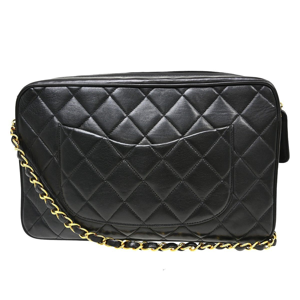 Chanel Vintage Flap a Spalla – Agnello Trapuntato Nero · 27 cm - Etoilux