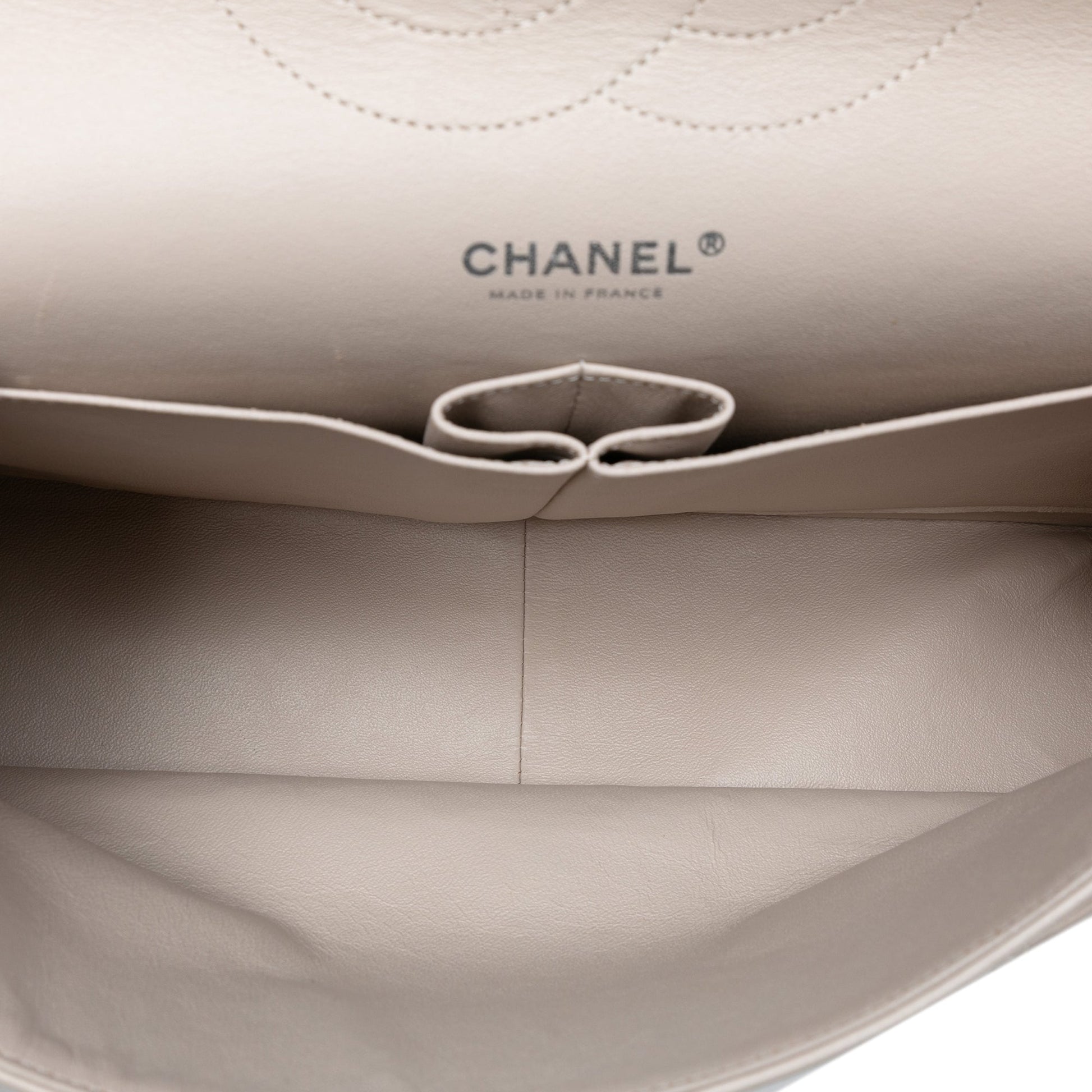Chanel Classic Double Flap Jumbo Agnello Avorio Hardware Argento – 2011 - Etoilux
