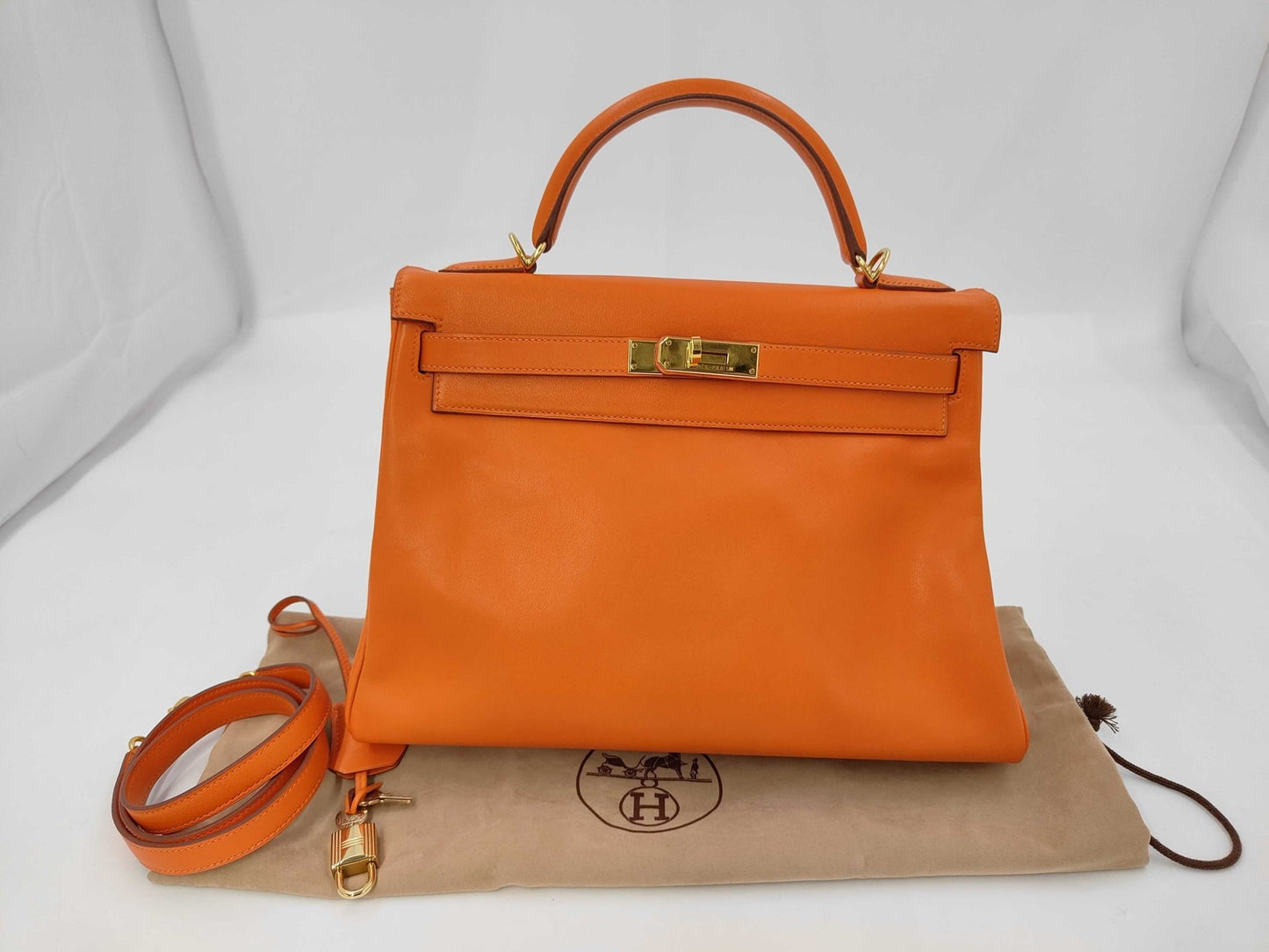 Hermès Kelly 32 Arancione Pelle Gulliver 2000 | Etoilux Vintage