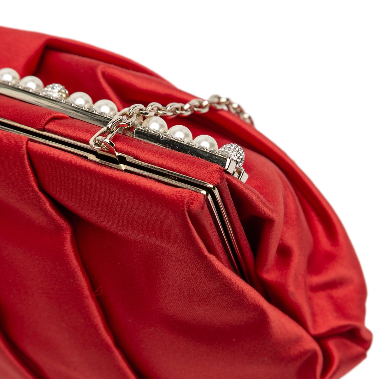 Valentino Garavani Pochette in Raso Rosso – Cornice Perle e Cristalli | Con Sacchetto - Etoilux