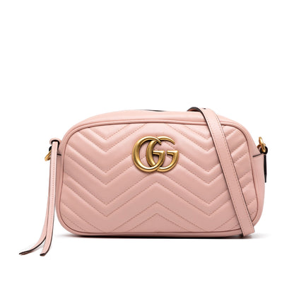 Gucci GG Marmont Matelassé – Borsa a tracolla in pelle rosa - Etoilux