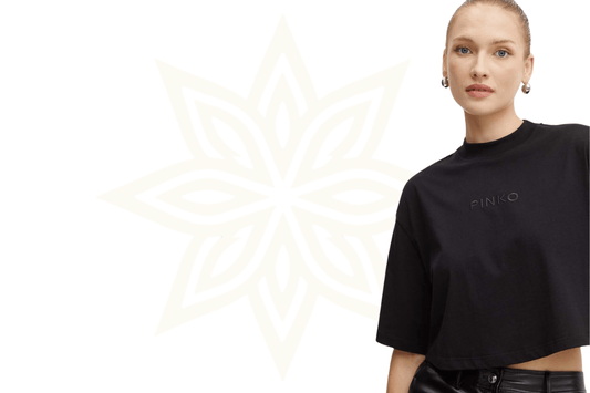 T-shirt Pinko cropped con logo tono su tono – Nuova da boutique - Etoilux