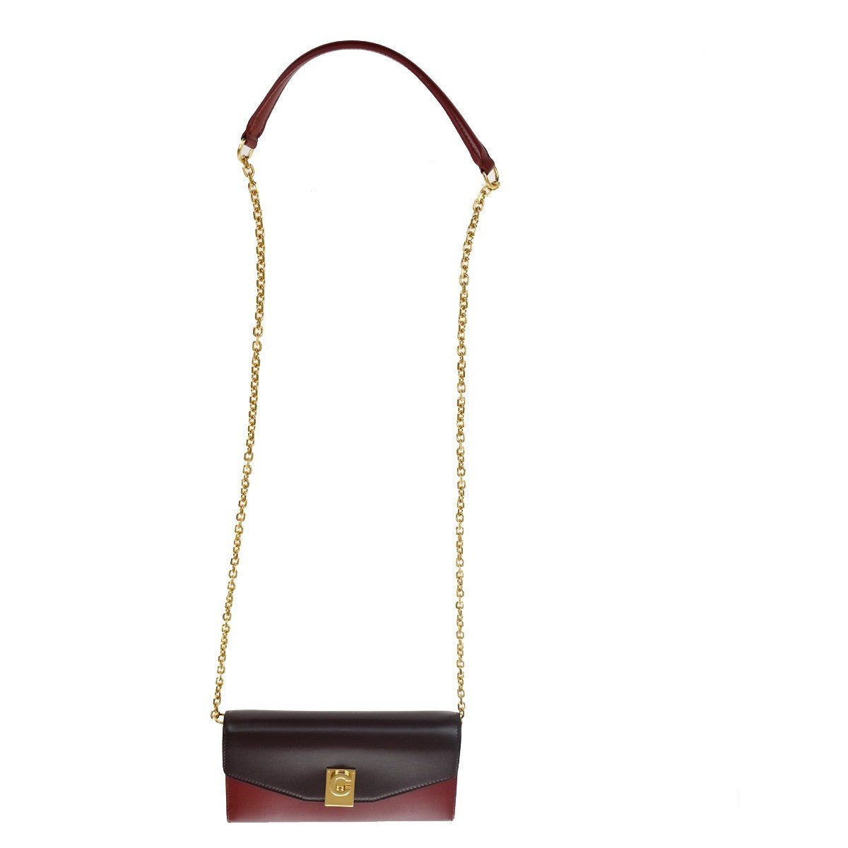 Céline C Wallet on Chain Pelle Bicolor Bordeaux/Rosso – 18,5 cm - Etoilux