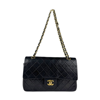 Chanel Classic Flap Vintage pelle nera serie 1 – dettaglio fronte, retro, catena, interno, numero di serie.