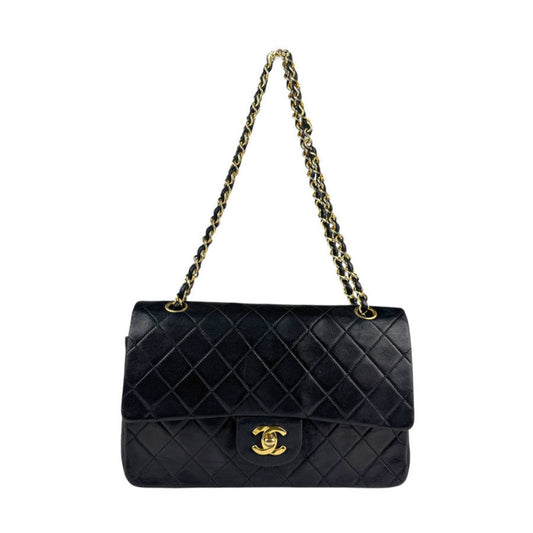 Chanel Classic Flap Vintage pelle nera serie 1 – dettaglio fronte, retro, catena, interno, numero di serie.