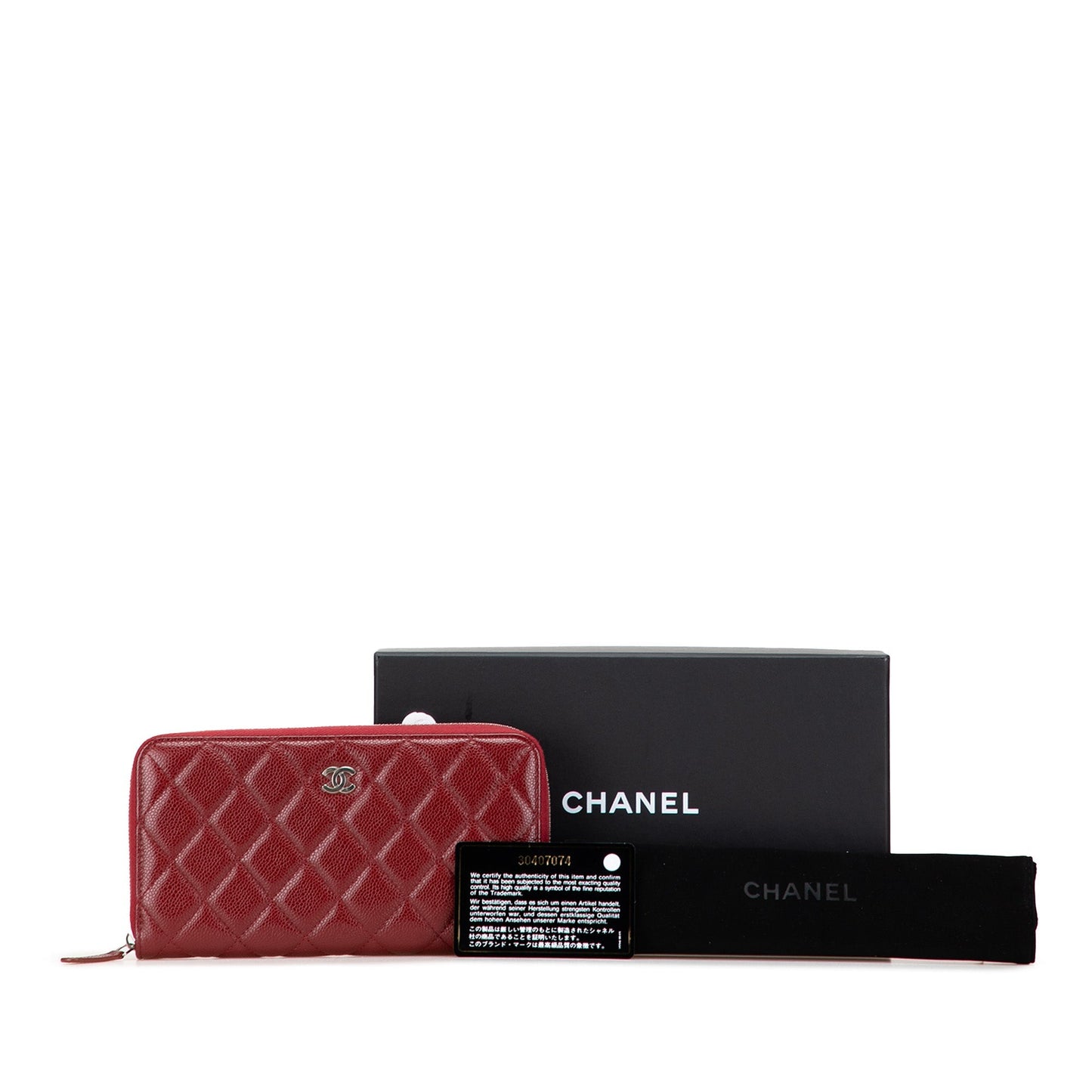 Chanel – Portafoglio Zip Around in Pelle Caviar Rosso (2020) - Etoilux