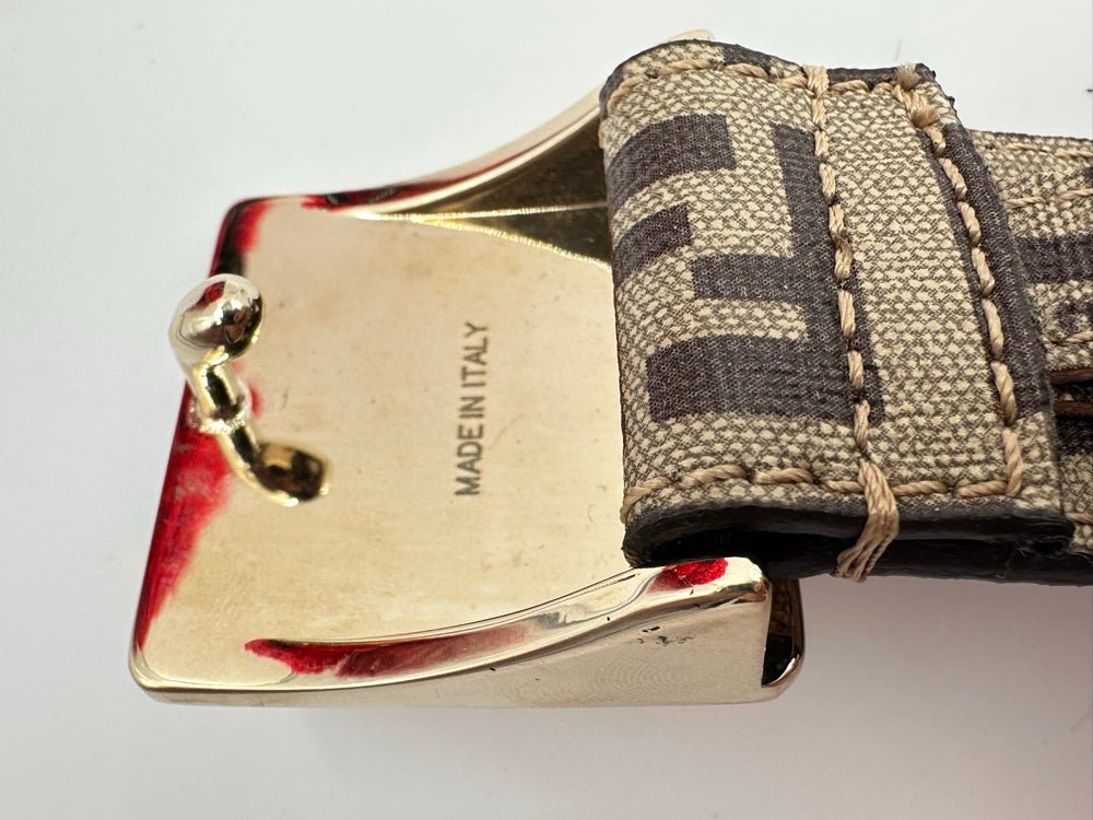 Cintura Fendi "Forever" in Tessuto FF - Fibbia Quadrata Gold - Etoilux
