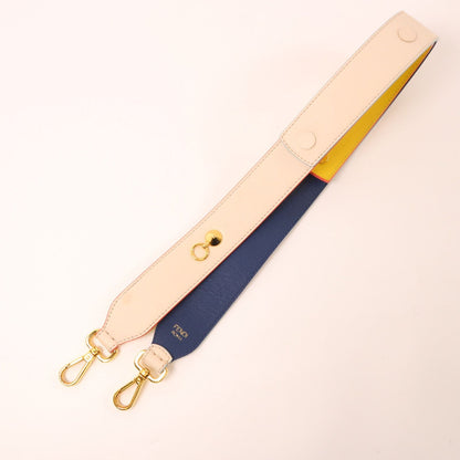 Fendi Strap You Tracolla Pelle Reversibile Crema/Giallo/Navy Hardware Oro - Etoilux