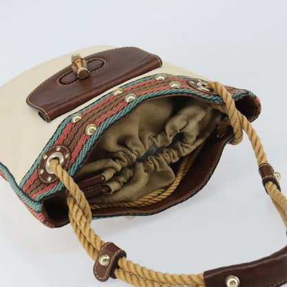 Gucci Vintage Bamboo Bucket Bag Canvas Beige Web Stripe – 23 cm - Etoilux