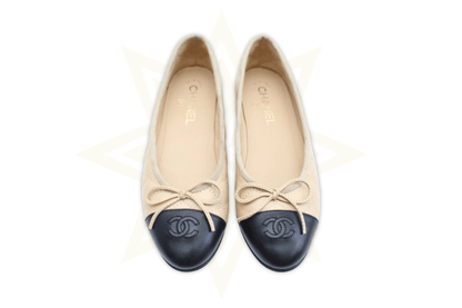 Chanel Ballerine Classiche Beige & Nero in Pelle Trapuntata Taglia: 38C – Made in Italy - Etoilux