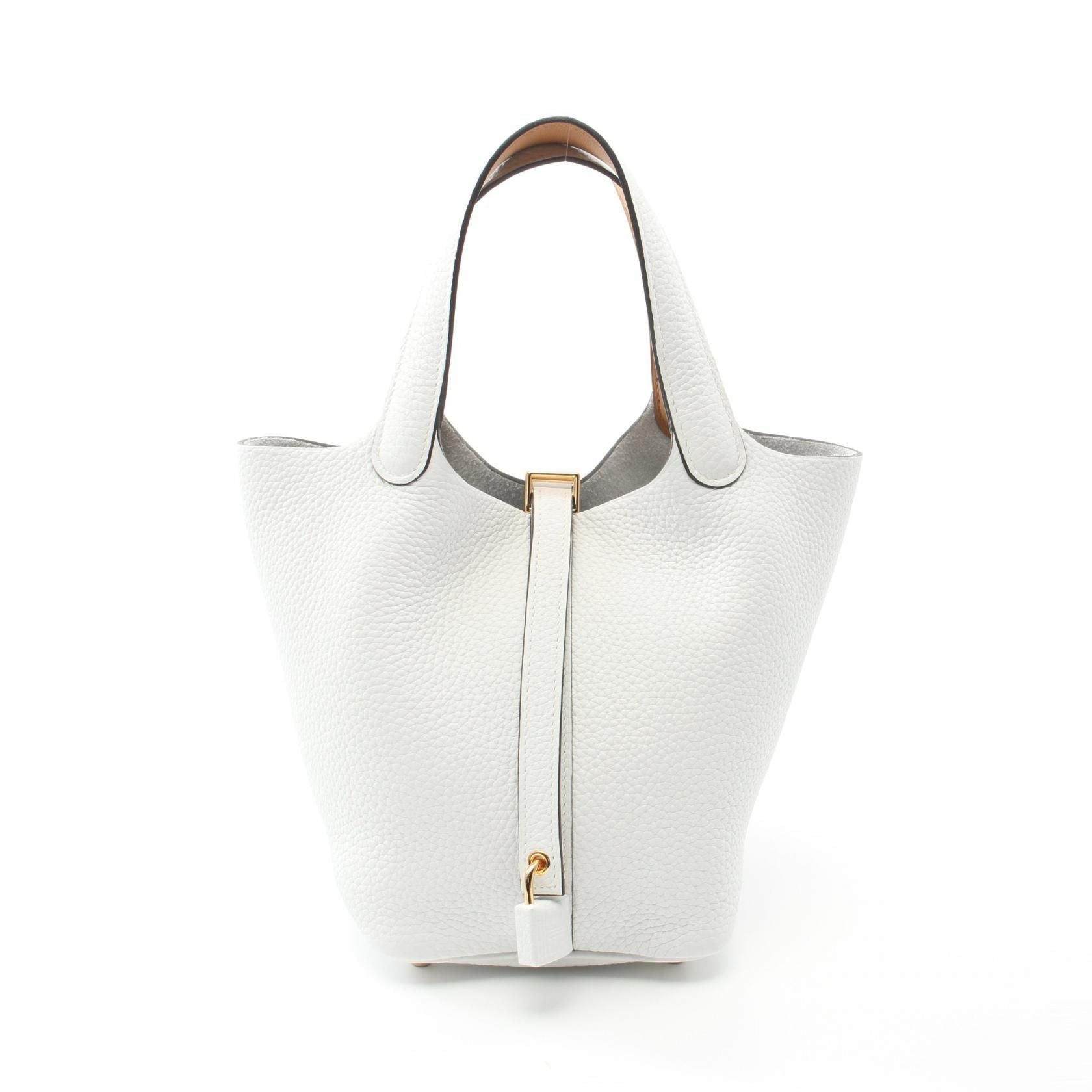 Hermès Picotin Lock 18 Taurillon Clemence Blanc – Hardware Or - Etoilux
