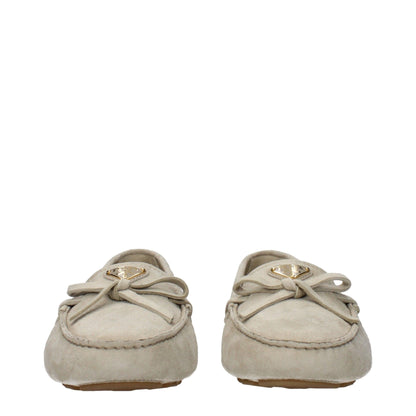 Prada – Mocassini Donna in Camoscio Grigio Pomice - Etoilux