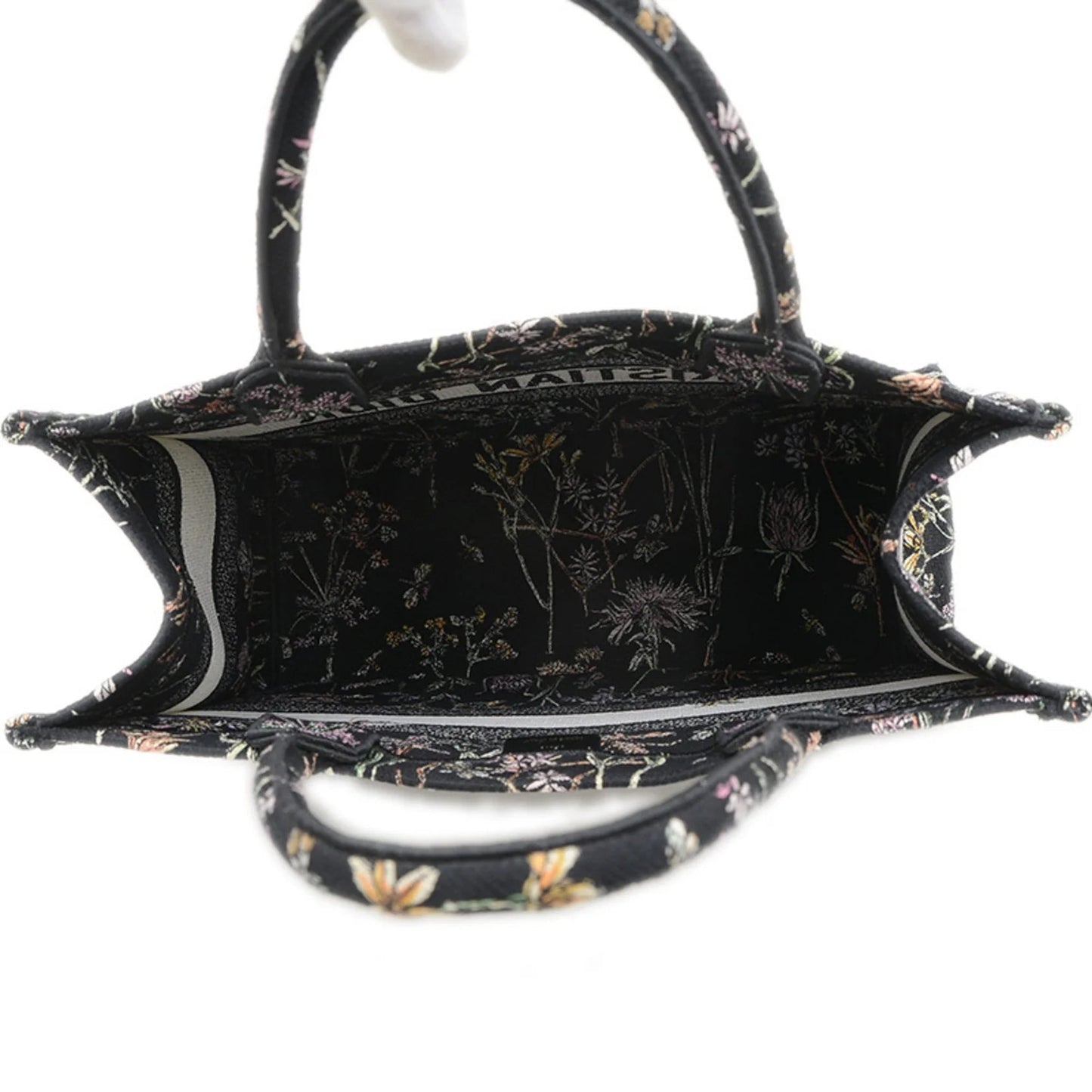 Christian Dior Dior Book Tote Borsa media in tela floreale nera M1296 BP - Etoilux