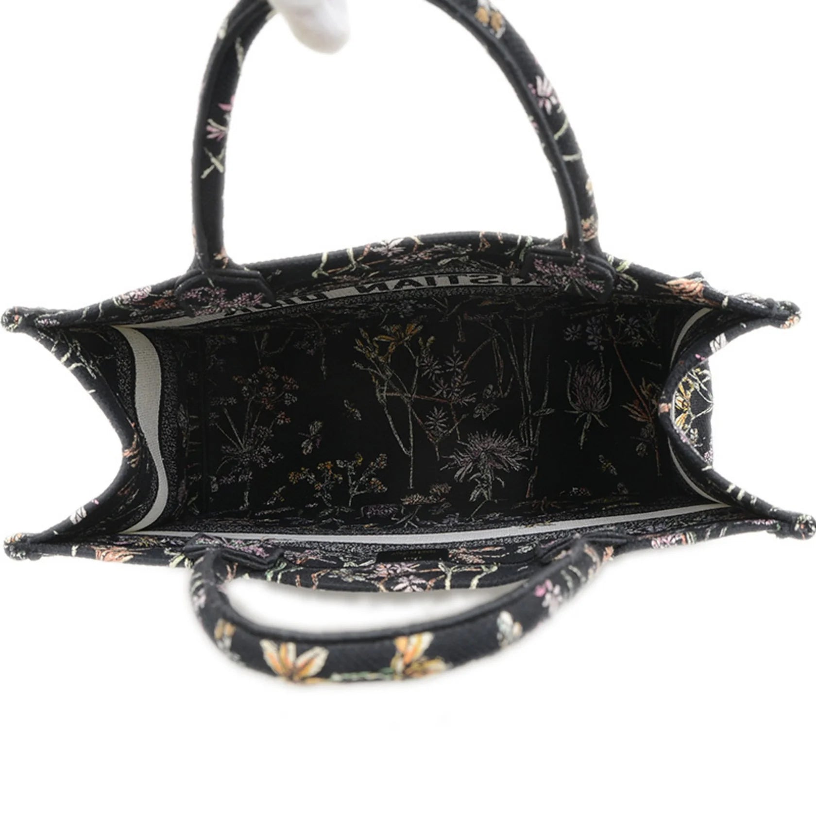 Christian Dior Dior Book Tote Borsa media in tela floreale nera M1296 BP - Etoilux