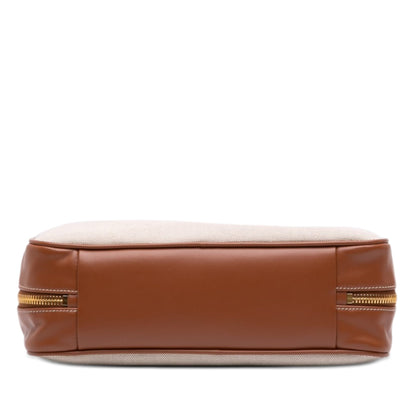 Miu Miu Beau Bag Tela e Pelle Beige/Brandy – 34,5 cm - Etoilux