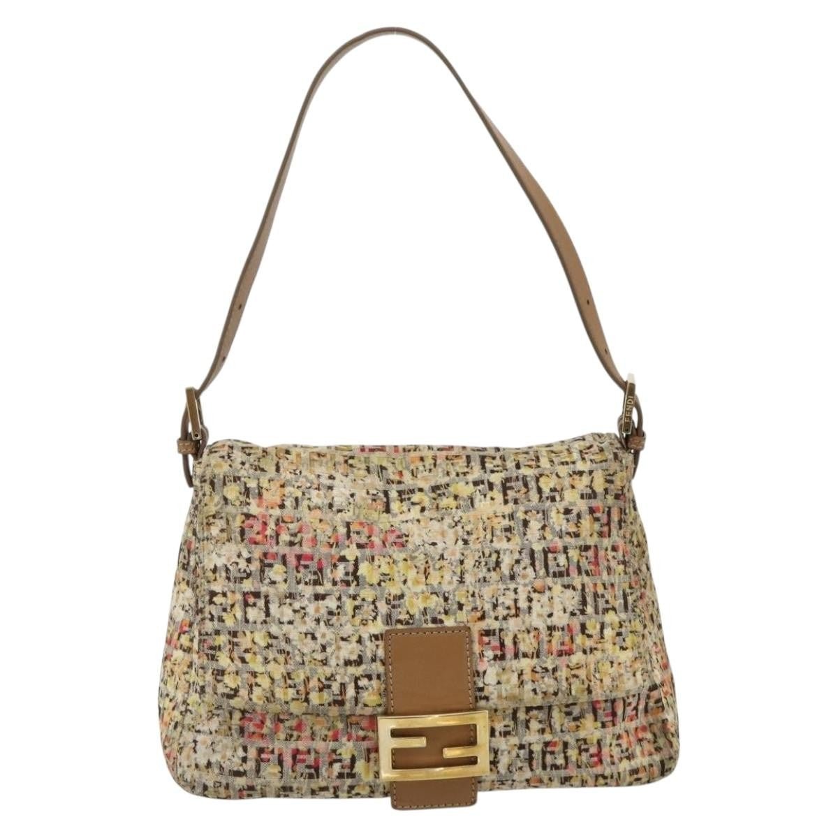 Fendi Mamma Baguette Zucca Floral Canvas Multicolor Hardware Oro – 27 cm - Etoilux