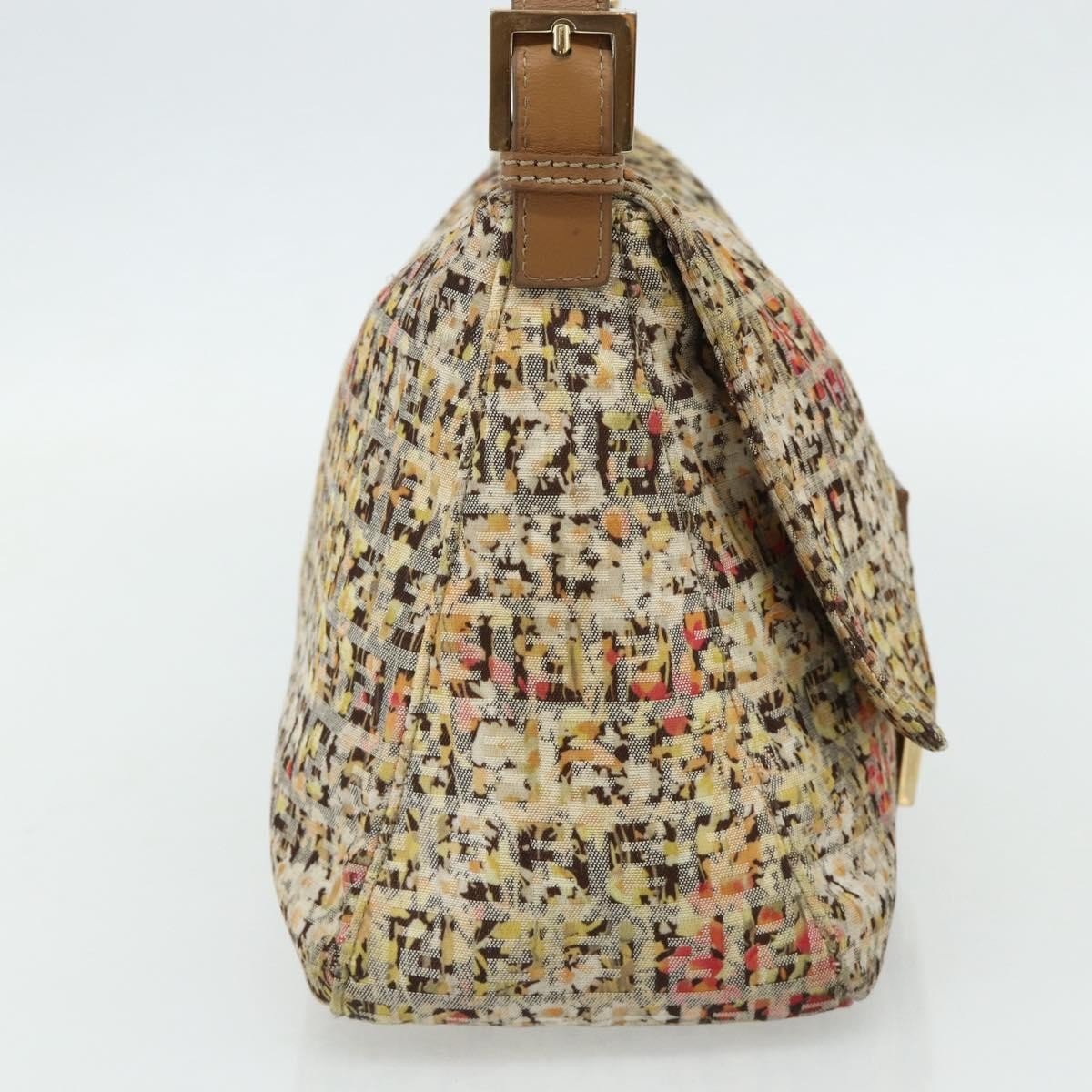 Fendi Mamma Baguette Zucca Floral Canvas Multicolor Hardware Oro – 27 cm - Etoilux