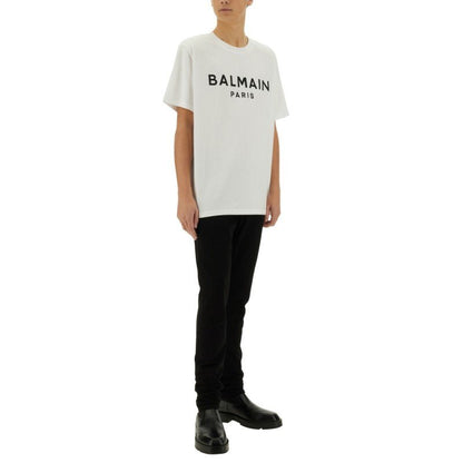 BALMAIN – T-shirt in cotone con logo - Etoilux