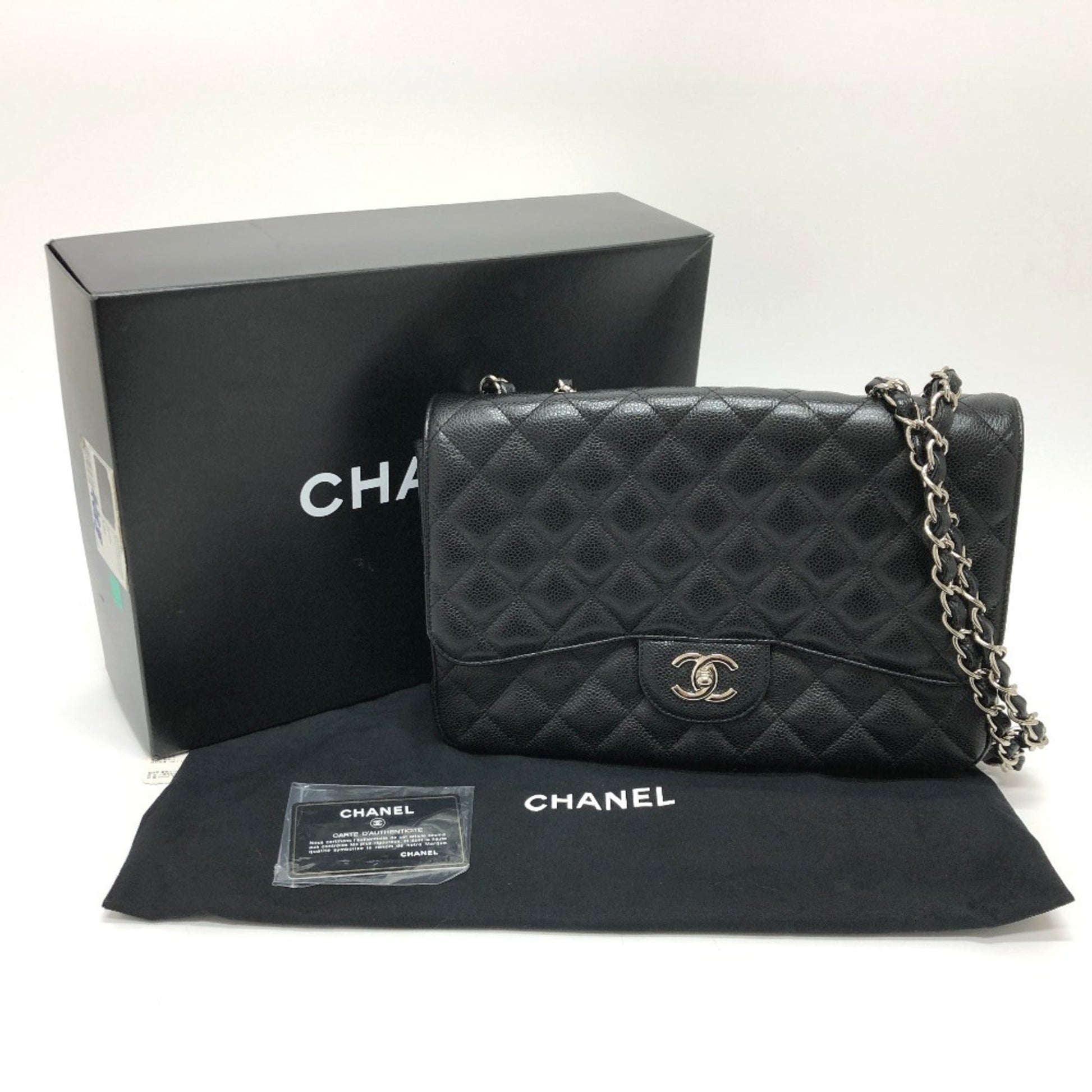 Chanel Classic Flap Medium – Caviar Nero & Hardware Argento – Made in Italy - Etoilux