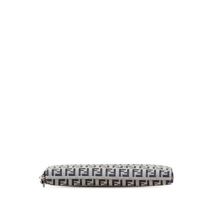 Fendi Portafoglio Zip - Around in Tela FF Zucca Blu – 2000s - Etoilux
