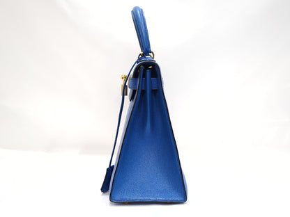 Hermès Kelly Sellier 28 Pelle Courchevel Blu Hardware Gold – 1993 - Etoilux