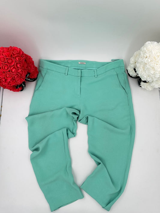 Miu Miu – Pantaloni Sartoriali Verde Acqua | Taglia 44 - Etoilux