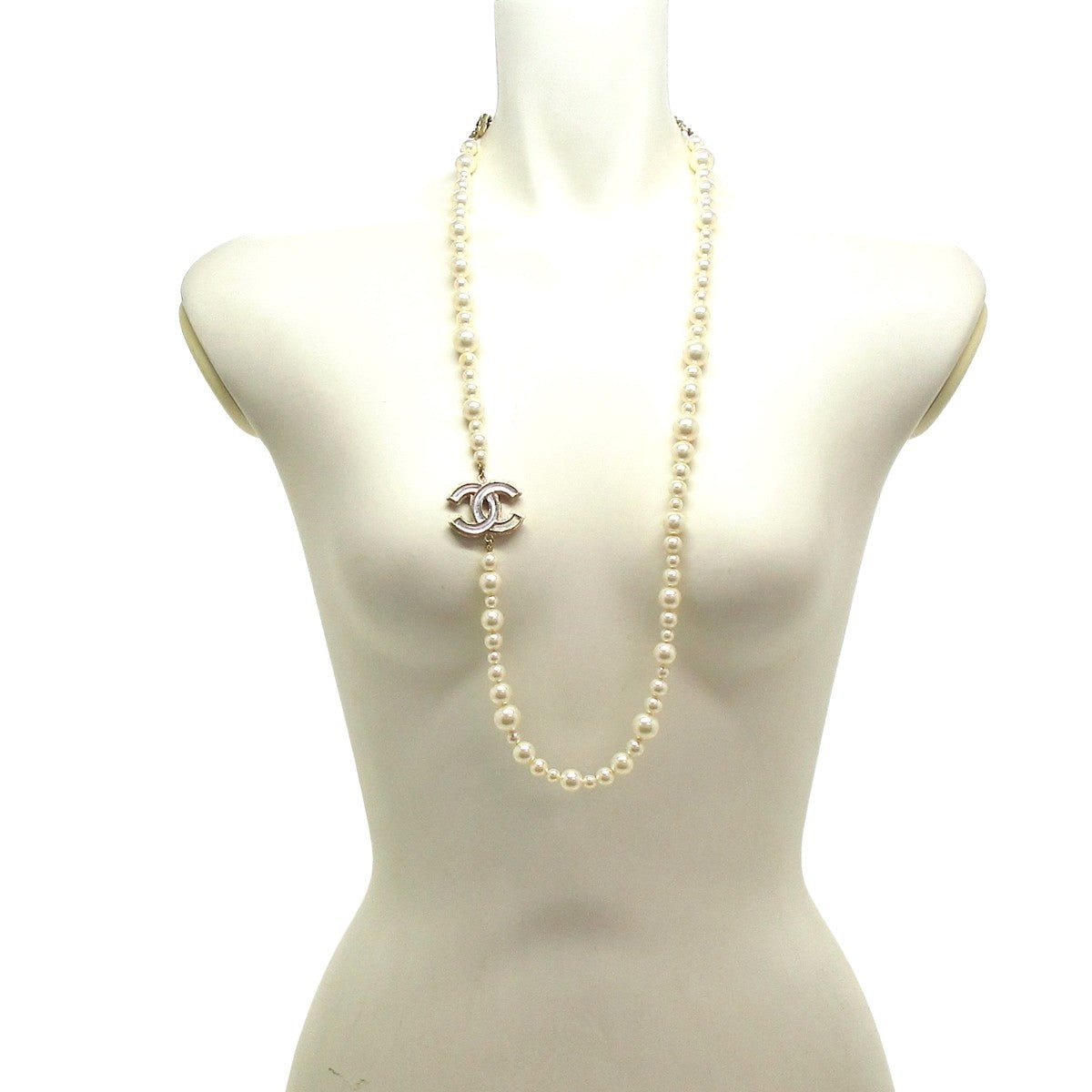 Chanel Sautoir Perle Avorio Pendente CC Bicolor Gold – Collezione 12A - Etoilux
