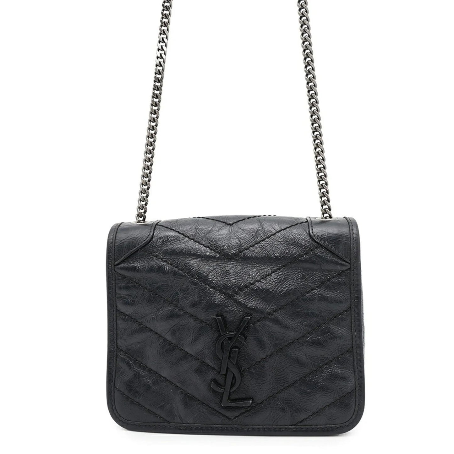 Saint Laurent Borsa a tracolla con catena Saint Laurent Niki in pelle SAINT LAURENT PARIS Nero - Etoilux