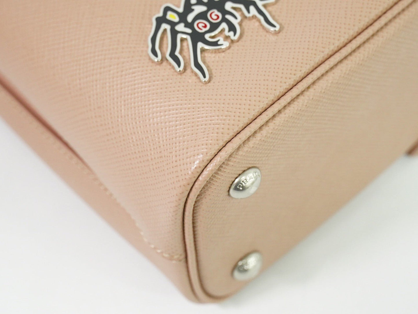 Prada Panier Bucket Bag in Saffiano Leather Beige – Limited Edition Pins - Etoilux