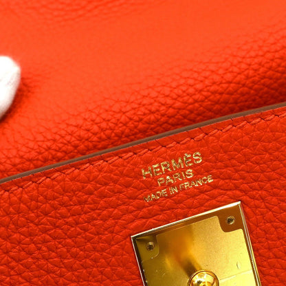 Hermès Kelly 32 – Leather Orange – AB (Very Good Condition) - Etoilux