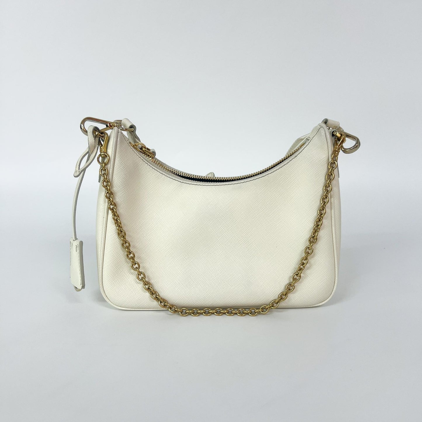 Prada Re - Edition 2005 Saffiano Bianco Latte Hardware Dorato – 23 cm - Etoilux