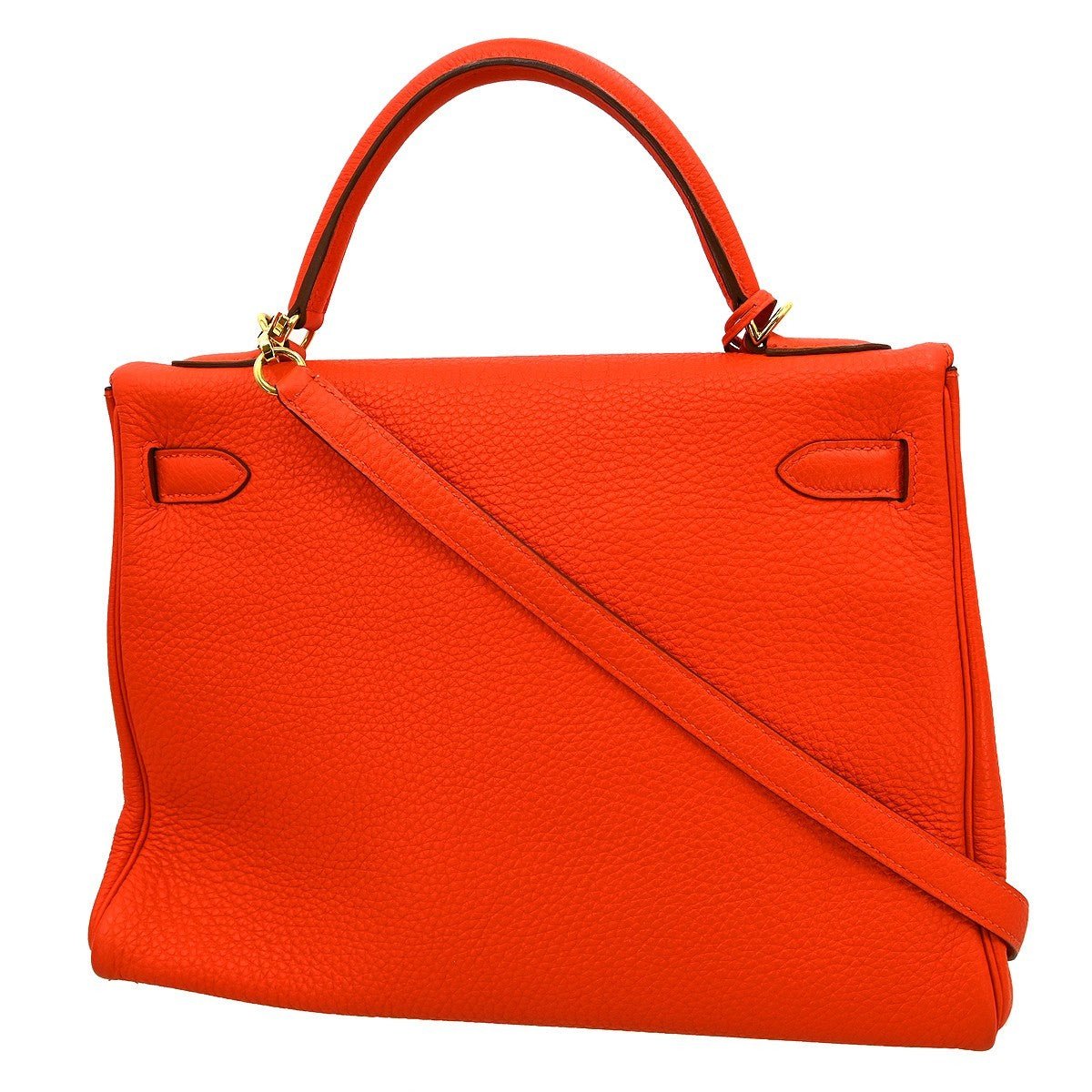 Hermès Kelly 32 – Leather Orange – AB (Very Good Condition) - Etoilux