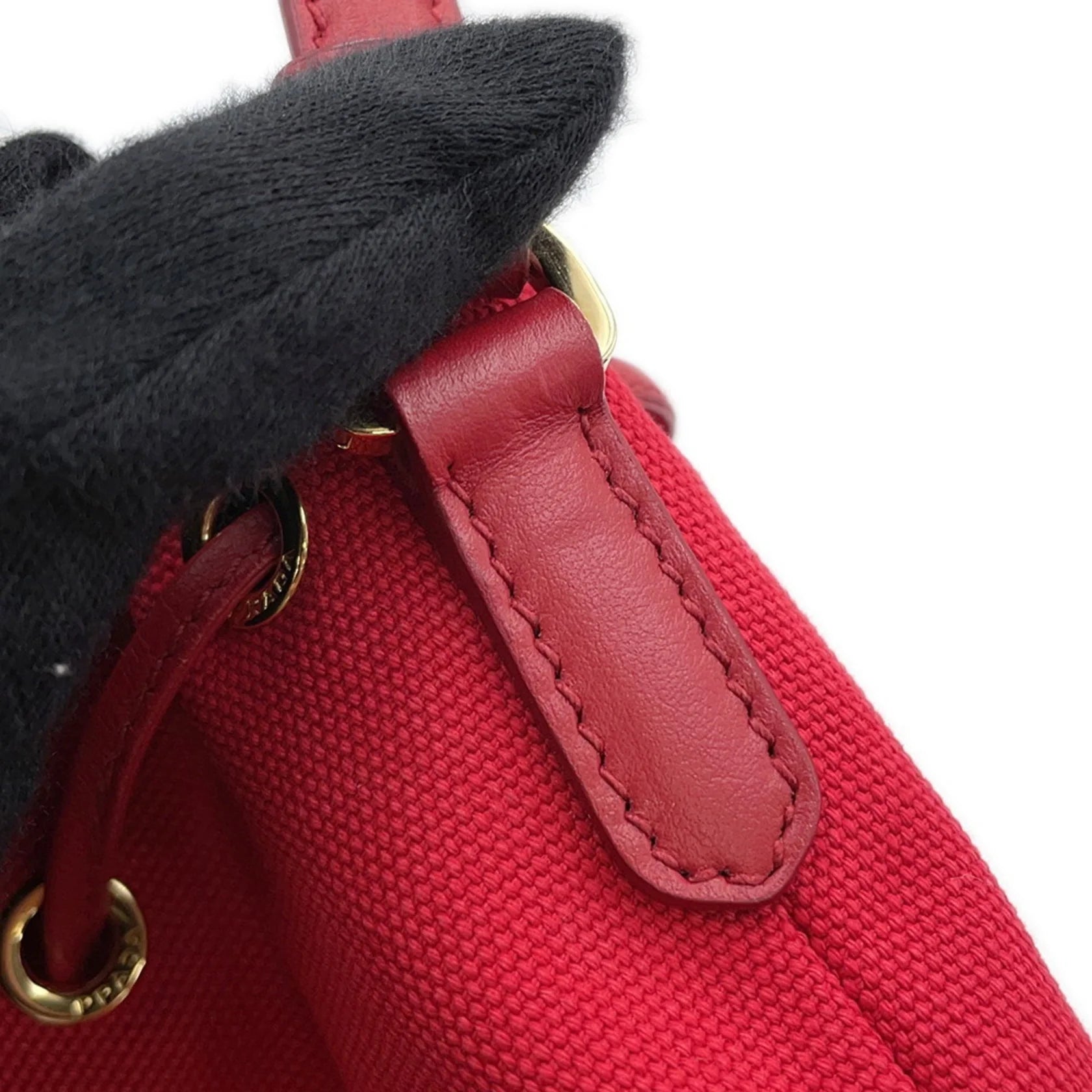 Prada Canapa e Rattan Bucket Bag Rosso – Medium - Etoilux