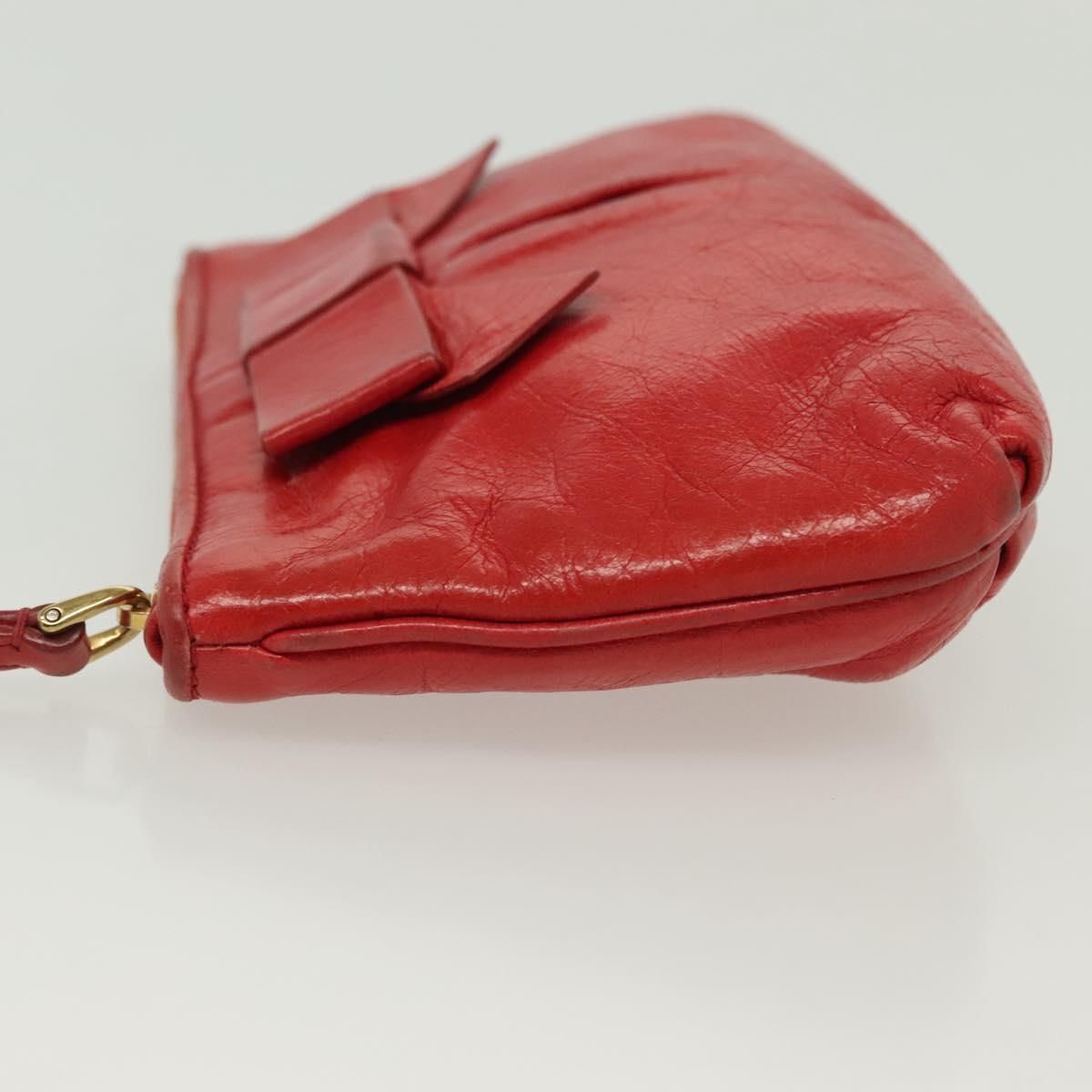Miu Miu – Pouch in Pelle Rossa con Fiocco e Dettagli Dorati - Etoilux