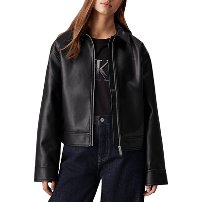 Calvin Klein Jeans – Giubbotto in Faux Leather Nero con Zip - Etoilux