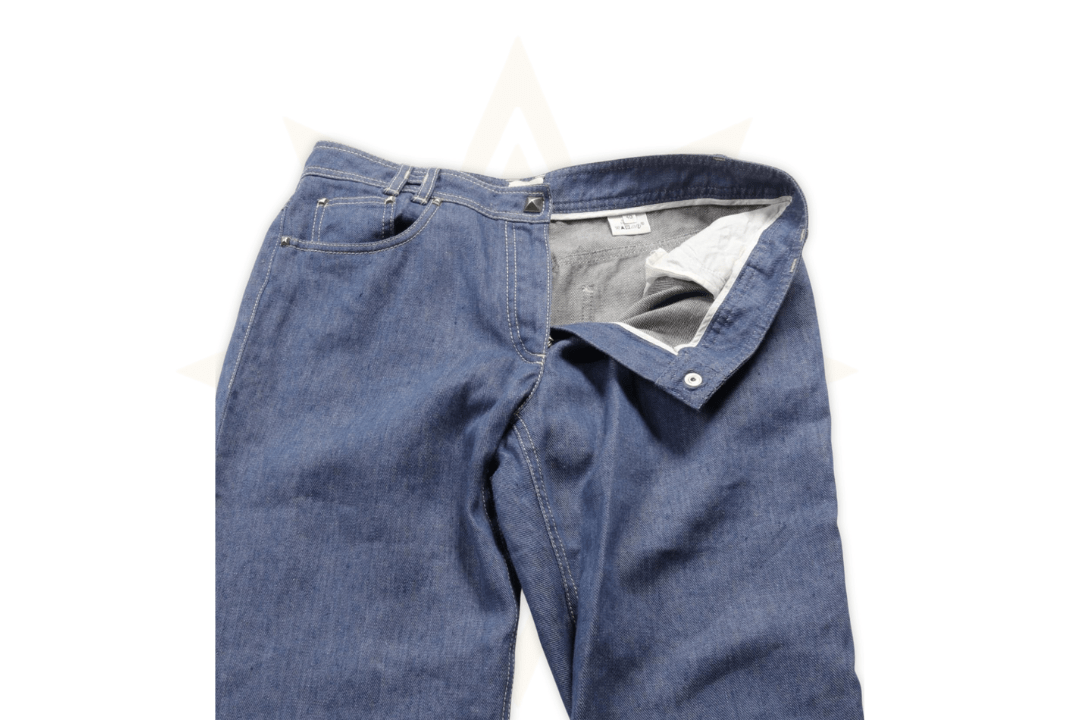 Hermès – Pantaloni in denim blu con cintura Medall H Taglia 40 - Etoilux