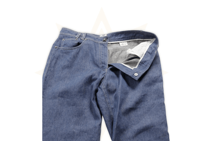 Hermès – Pantaloni in denim blu con cintura Medall H Taglia 40 - Etoilux
