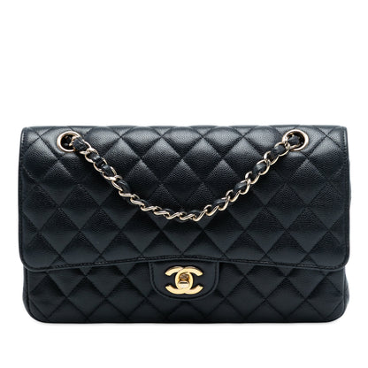 Chanel – Classic Double Flap Medium in Pelle Caviar Blu - Etoilux