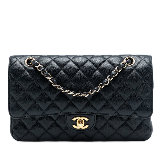 Chanel – Classic Double Flap Medium in Pelle Caviar Blu - Etoilux