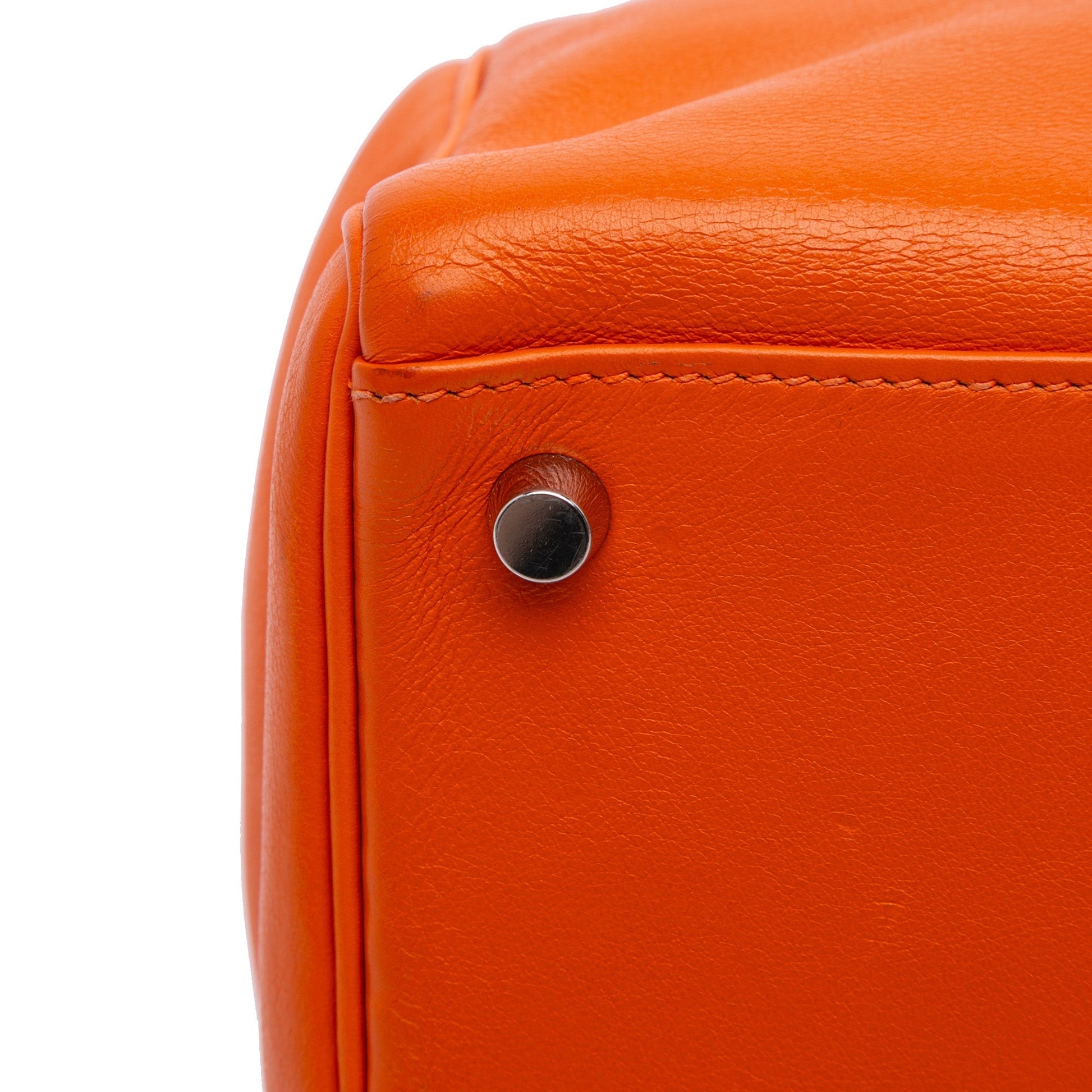 Hermès Kelly II 35 – Swift Orange – Hardware Palladio – 2006 – Full Set - Etoilux