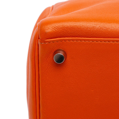 Hermès Kelly II 35 – Swift Orange – Hardware Palladio – 2006 – Full Set - Etoilux
