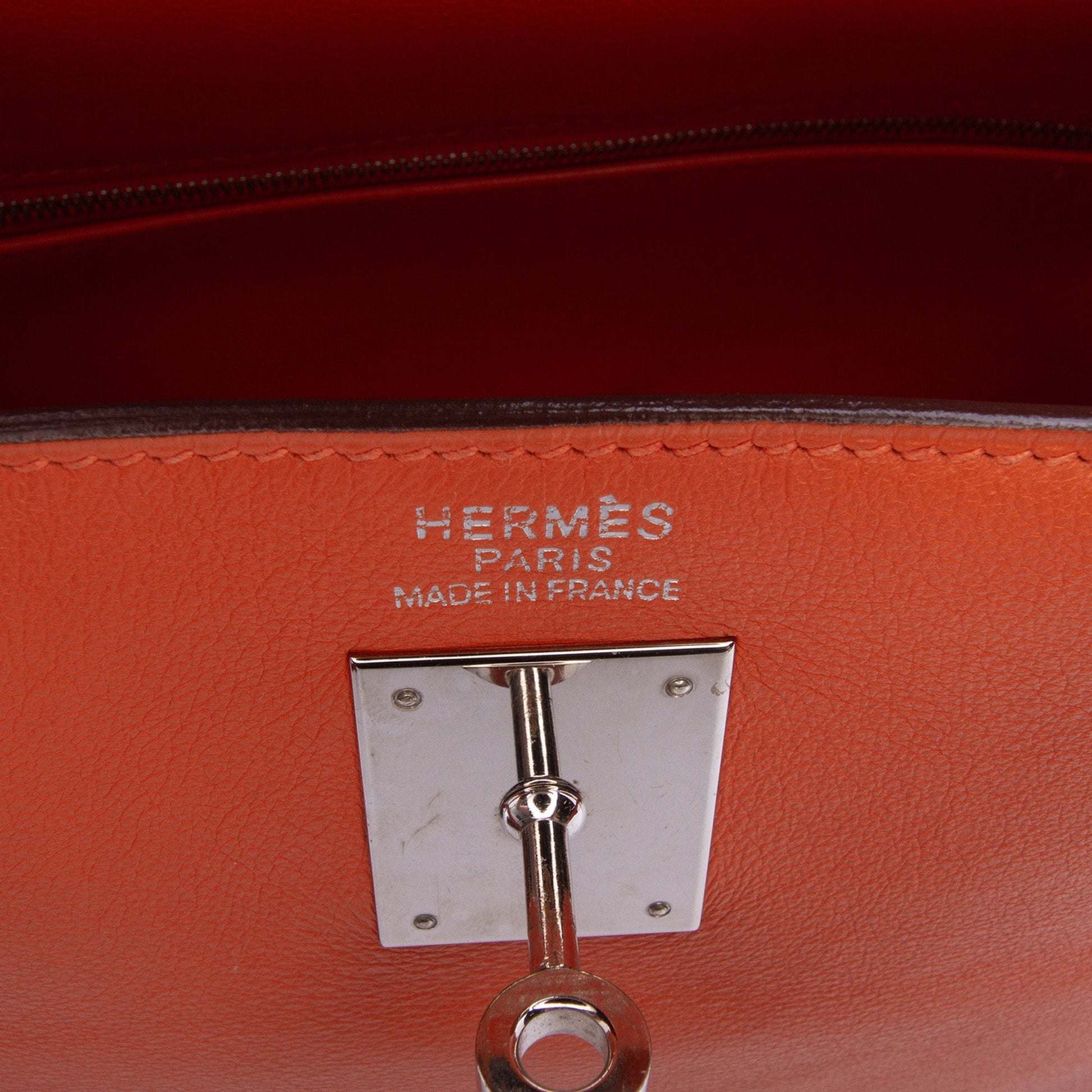 Hermès Kelly II 35 – Swift Orange – Hardware Palladio – 2006 – Full Set - Etoilux