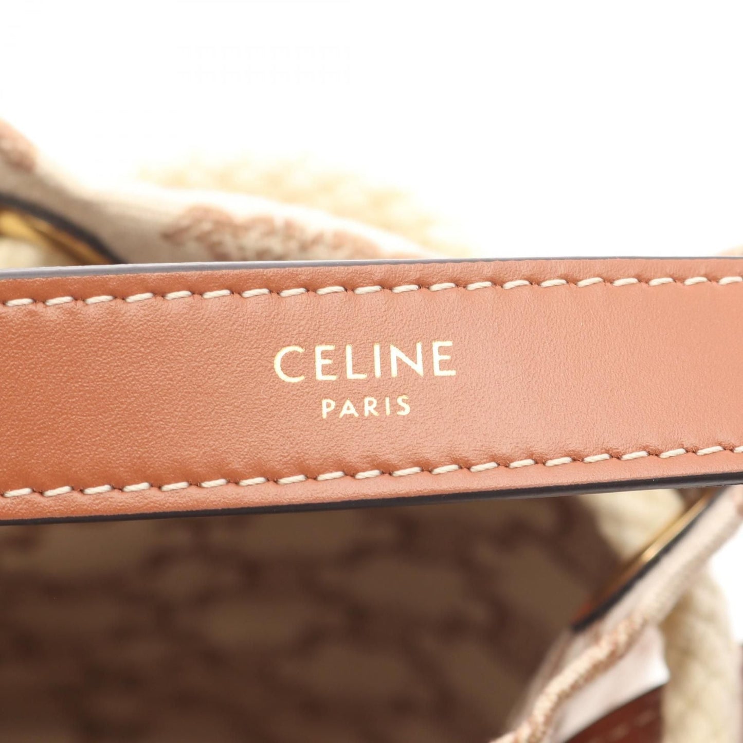 Celine Teen Drawstring Triomphe Canvas & Pelle Tan – 14,5 cm - Etoilux