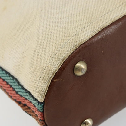 Gucci Vintage Bamboo Bucket Bag Canvas Beige Web Stripe – 23 cm - Etoilux