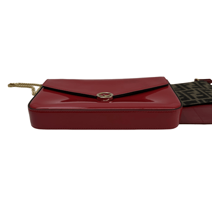 Fendi Wallet on Chain "F is Fendi" in Vernice Rossa con Pochette – 21,5 cm - Etoilux