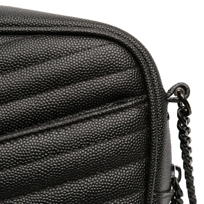 Saint Laurent – Lou Camera Bag Mini Monogram in pelle Grain de Poudre nera - Etoilux