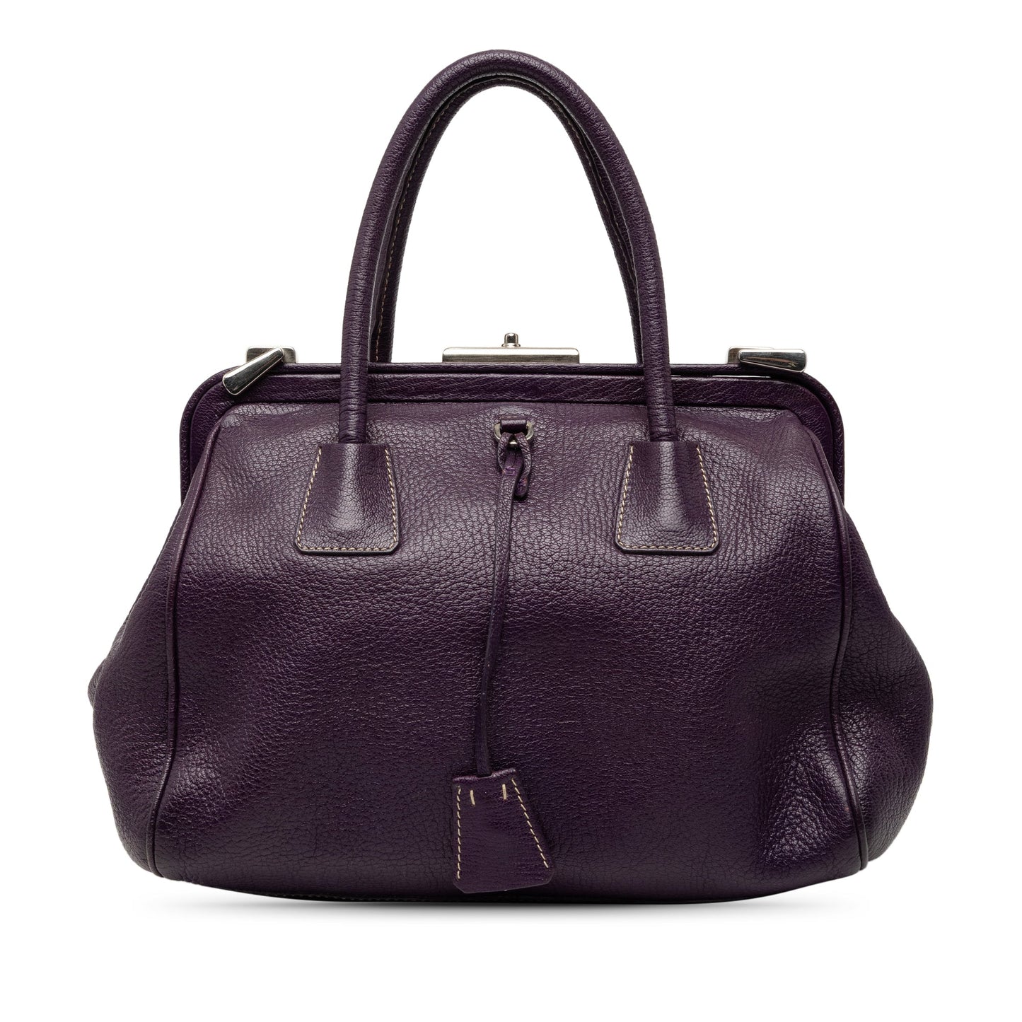 Prada Madras Cerniera Frame – Borsa da Medico in Pelle di Capra Viola (anni ’90–2000) - Etoilux