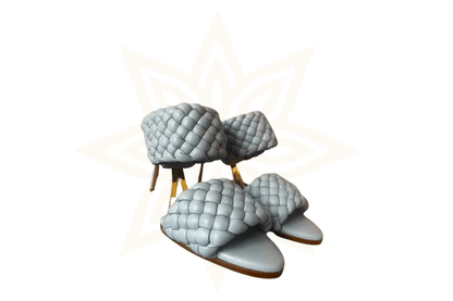 Bottega Veneta Curve Sandals in Pelle Intrecciata Azzurro - Etoilux