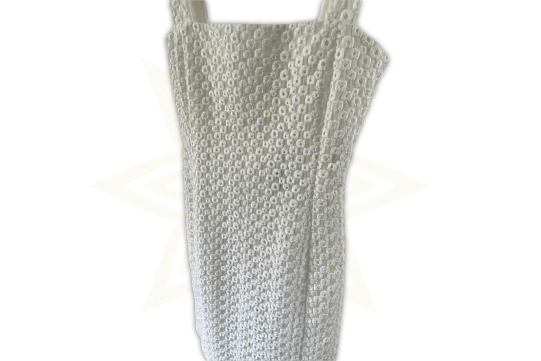 Abito Céline bianco in cotone ricamato – Nuovo con etichetta - Etoilux
